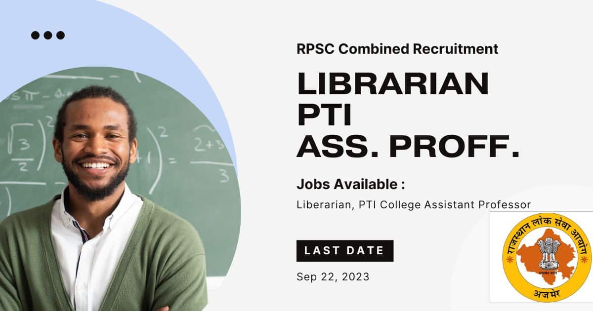 RPSC Assistant Professor pti librarian recruitment 2023